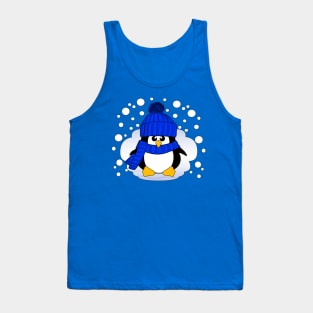 Christmas Boy Penguin with Blue Hat and Scarf Tank Top